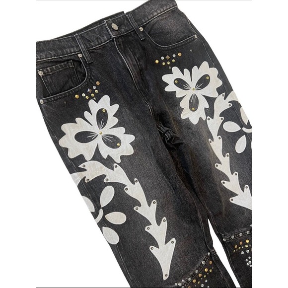 BDG Urban Outfitters '90s Free Mid-Rise Bootcut Jean Black Embellished 28 NWT - Picture 4 of 7
